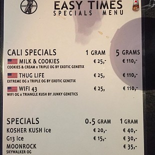 CS Easy Times Specials Menu